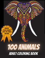 100 Animals Adult Coloring Book