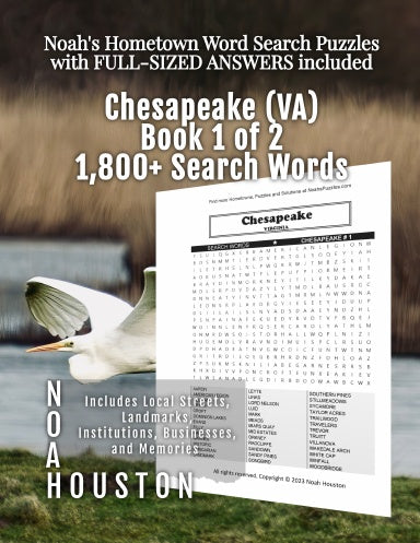 NoahÕs Hometown Word Search Puzzles with FULL-SIZED ANSWERS included ...